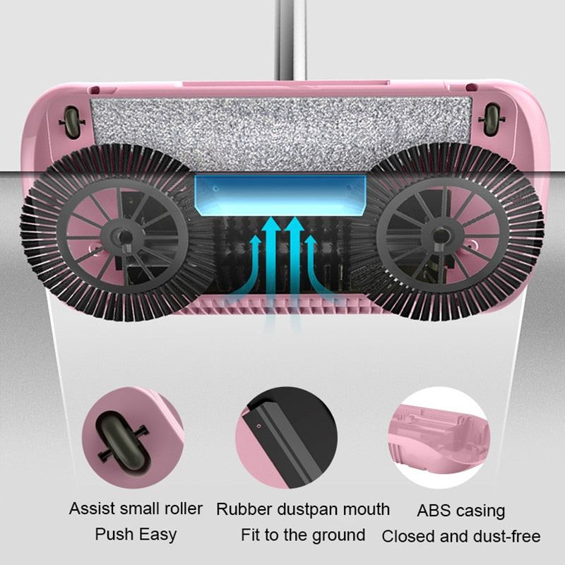 Hand-Push Broom and Dustpan Combo