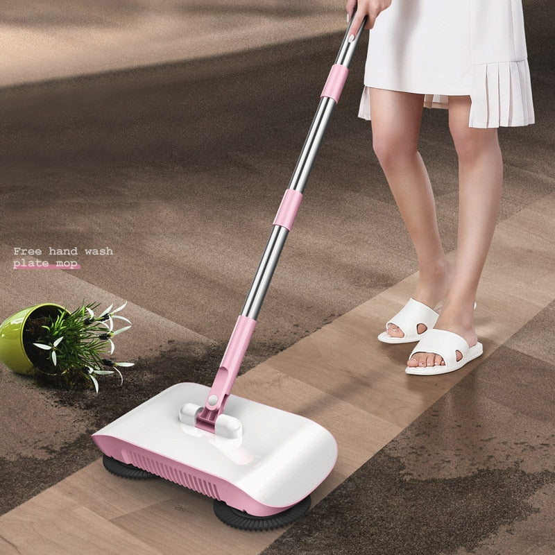 Hand-Push Broom and Dustpan Combo