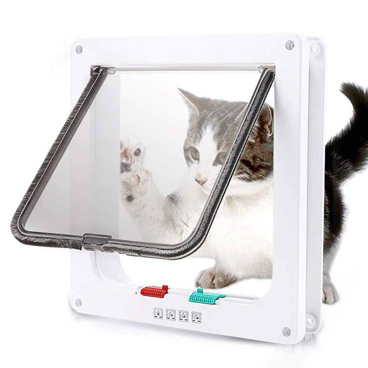 Dog Cat Flap Door with 4 Way Security Lock Flap Door for Dog Cats Kitten ABS Plastic